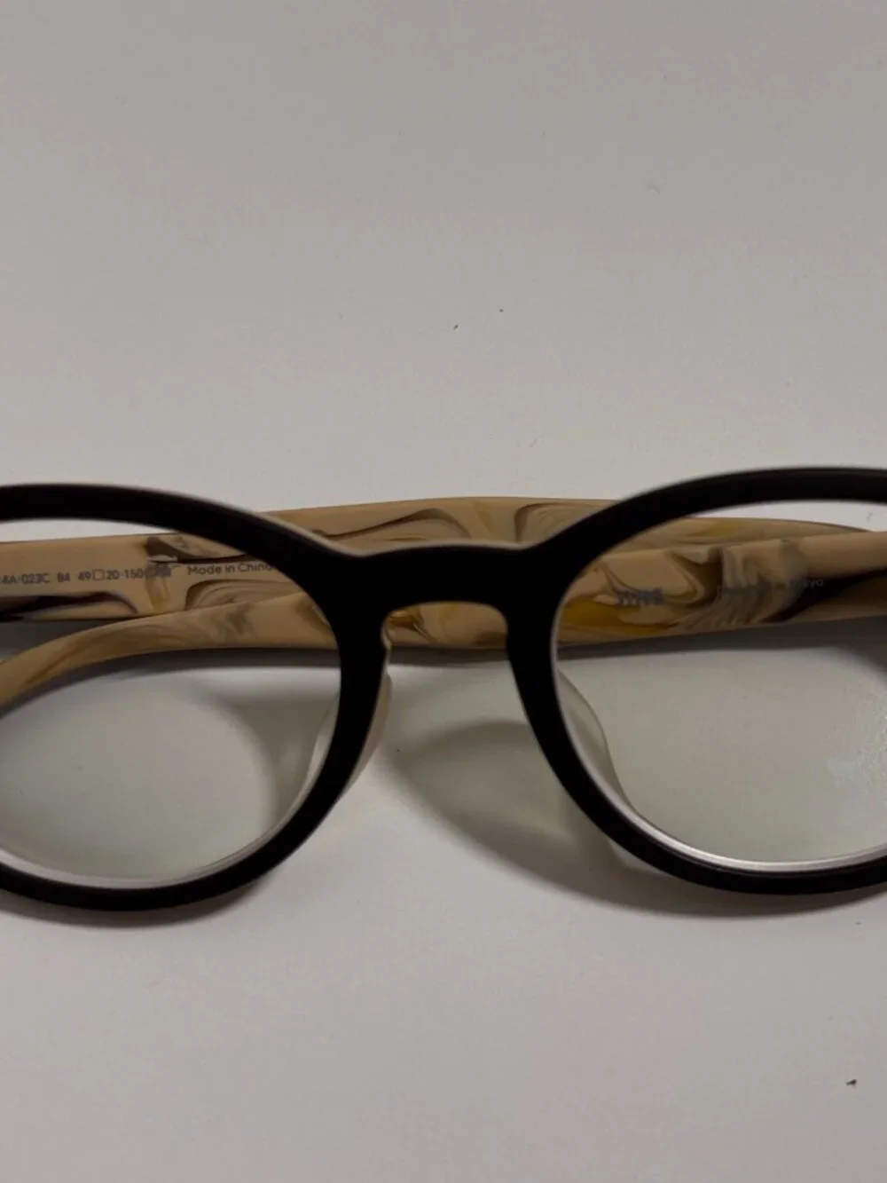 Two-Tone Faux Wood Plastic Eyeglass Frame | Buyer Replaces Prescription Lenses